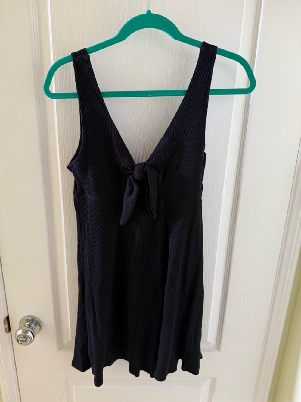 Billabong Black Tie-Front Ribbed Mini Dress